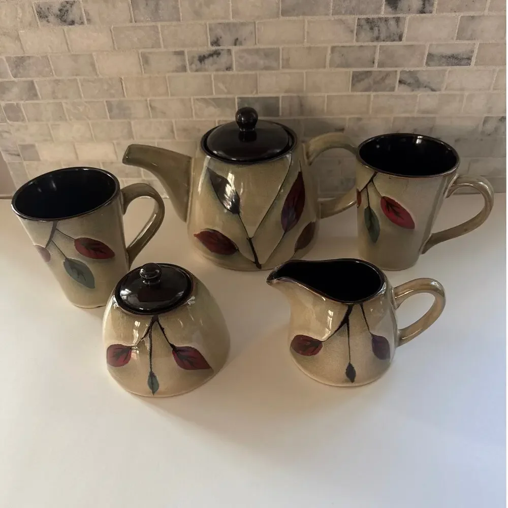 Ireland's Irish Tara pottery Tea Set- tea pot, jug, sugar bowl and two cups